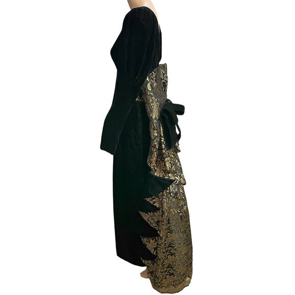 80s VTG Jessica McClintock Velvet Victorian Gown Medium Lace Formal Holiday - Picture 4 of 11